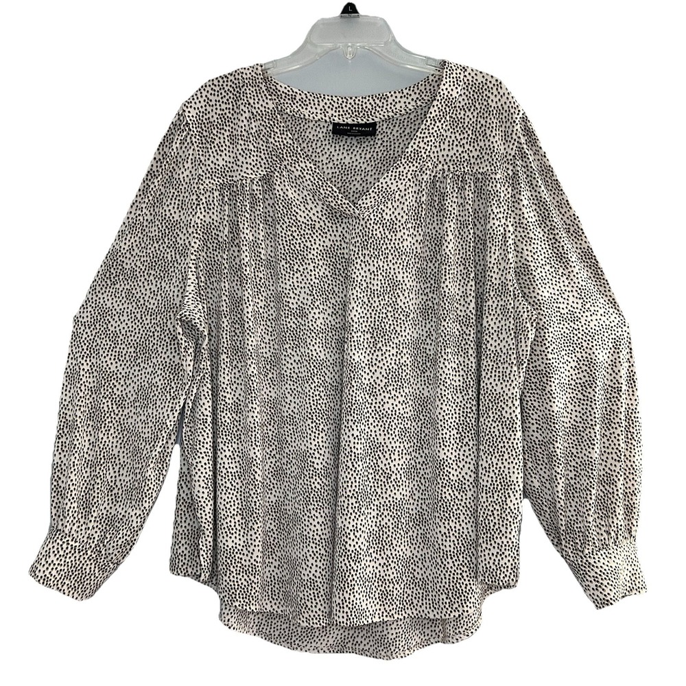 Lane Bryant Confetti Tunic Top Blouse Stretch Peasant Travel V Neck Size 22 24 - Picture 1 of 7